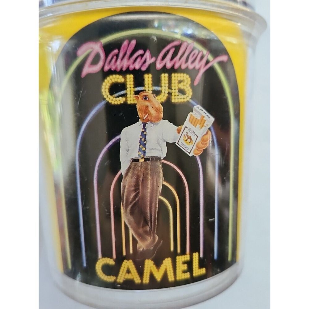 2 Vintage JOE CAMEL DALLAS ALLEY NIGHTCLUB Cups Texas Plays At Night 1993